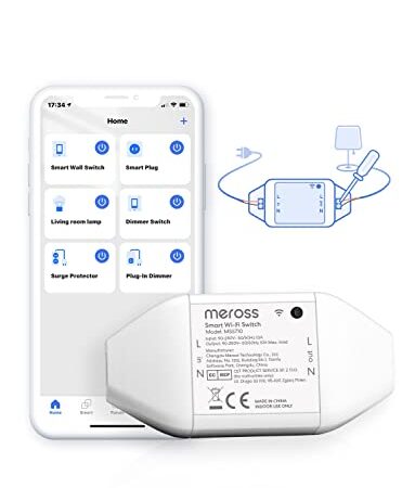 Meross 10A Interruttore domestico Wi-Fi, Smart Switch Intelligente Relé Wireless Universale, Funzione Timer, APP Controllo Remoto e Timer Programma, Compatibile con Alexa, Google Home, SmartThings