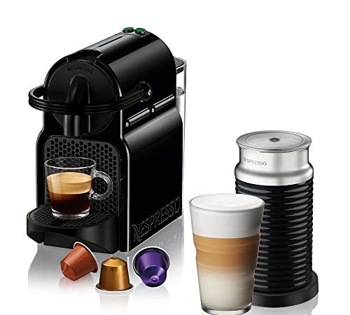 Nespresso Inissia con Aeroccino EN80.BAE, Macchina da caffè di De'Longhi, Sistema Capsule Nespresso, Serbatoio acqua 0.7L, Nero