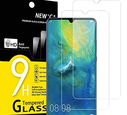 NEW'C 2 Pezzi, Vetro Temperato per Huawei Mate 20, Pellicola Prottetiva Anti Graffio, Anti-Impronte, Senza Bolle, Durezza 9H, 0,33mm Ultra Trasparente, Ultra Resistente