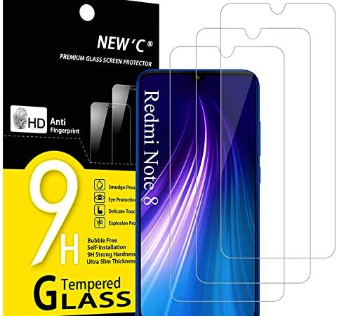 NEW'C 3 Pezzi, Vetro Temperato per Xiaomi Redmi Note 8, Note 8 2021, Xiaomi Mi 9 Lite, Pellicola Prottetiva Anti Graffio, Anti-Impronte, Senza Bolle, Durezza 9H, 0,33mm Ultra Trasparente, Resistente