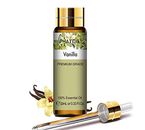 PHATOIL Olio Essenziale di Vaniglia 10 ml, Oli Essenziali Naturali Puri al 100% per Diffusore Umidificatore, Olio Essenziale Bio di Aromaterapia di Grado Terapeutico per Relax