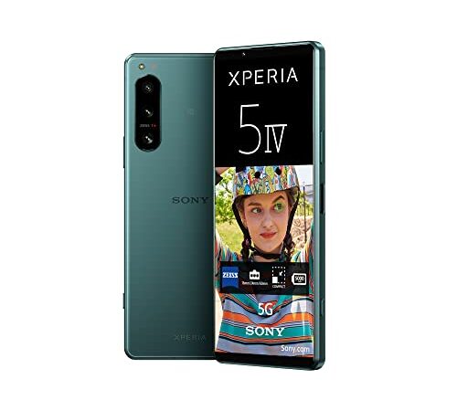 Sony Xperia 5 IV - Smartphone Android, Téléphone Portable Ecran 6.1 Pouces 21:9 Wide HDR OLED - Taux de rafraichissement de 120Hz - Triple Objectif (avec Un revêtement ZEISS T*) - 8Go RAM (Vert)