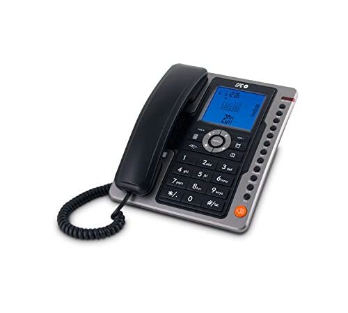 SPC Office Pro - Telefono fisso da tavolo con ampio schermo illuminato a batteria, 7 memorie dirette, identificativo chiamante e vivavoce