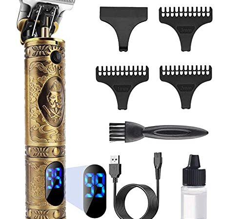 Tagliacapelli Uomo Professionale,Trimmer,Macchinetta per Barba,T-Blade 0mm Rasoio per Capelli USB Ricaricabile Impermeabile Portatile Rasabarba Elettrico,Schermo LED,Adatto a Bambini,Adulti e Barbiere