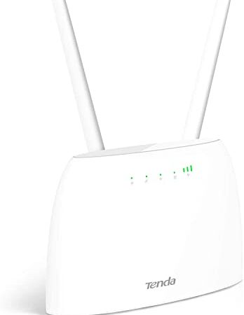 Tenda 4G06 Router 4G VoLTE Cat4 300Mbps, Mobile WiFi Router con Slot Per Scheda SIM, Porta RJ11 per Servizio Voce, 2 Antenne Rimovibili, Porta LAN/WAN, Senza Configurazione, Monitoraggio Traffico Dati