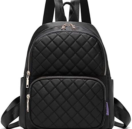 Travistar Zaino Donna Borsa Zainetto Donna a Tracolla da Donna in Nylon Impermeabile Borsa da Scuola Casual Zaini da Donna Zaino Ragazza Piccolo Antifurto Zainetto da Donna, Nero