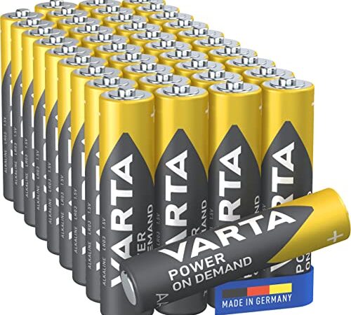 VARTA Power on Demand Batterie AAA Micro (adatte per accessori PC, dispositivi di domotica o torce) confezione da 40