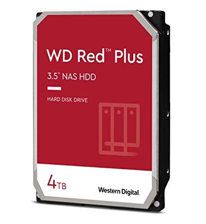 WD Red Plus 4 TB NAS 3,5" Hard Disk Interno - Classe 5.400 RPM, SATA 6 Gb/s, CMR, cache 128 MB