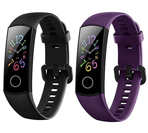 Yishark Cinturino di Ricambio per Honor Band 5 / Honor Band 4 Smartwatch Activity Tracker Cinturino per Orologio Fitness Tracker Contapassi (Nero + Viola)