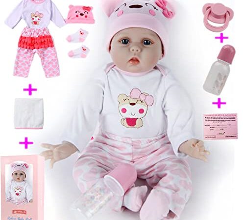 ZIYIUI Bambola Reborn 22 Pollici 55 cm Realistico Bambole Reborn Morbido Silicone Vinilico Reborn Dolls Giocattoli