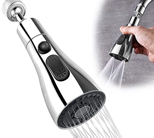 Areatore per Rubinetti 360° Girevole con 3 Modalità d'Acqua Soffione Lavandino Cucina Rubinetto a spruzzo in Acciaio Aeratore per Lavello Cucina Dispositivo di Estensione Rubinetto