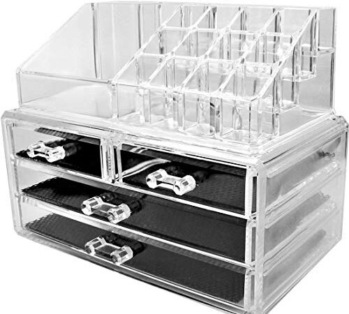 BOX PORTATRUCCO ORGANIZER PORTAGIOIE COSMETICI TRUCCO 4 CASSETTI IN ACRILICO