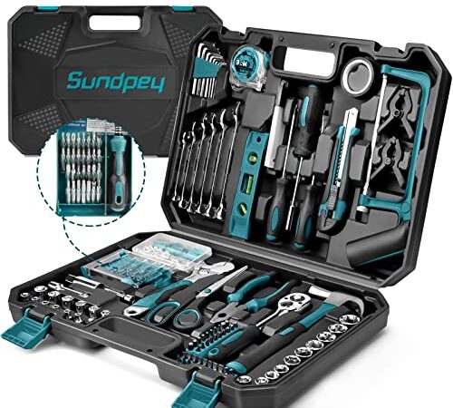 Cassetta Attrezzi Completa 257-PCS Set Attrezzi Lavoro - Fai da te Portatile Sundpey Valigetta Utensili Con Set Bussola Cacciavite Precisione Set Chiavi Compreso Cricchetto Martello Metro Set Viti