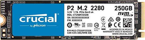 Crucial P2 CT250P2SSD8 SSD Interno, 250GB, fino a 2400MB/s, 3D NAND, NVMe, PCIe, M.2