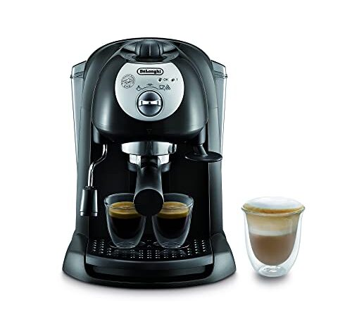 De'Longhi Ec201.Cd.B Macchina Da Caffè Per Espresso E Cappuccino, Caffè In Polvere O In Cialde E.S.E., 2 Tazze, Cappuccino System, 1100W, Serbatoio Acqua 1L, Nero, ‎22 x 27 x 32 cm; 3 Kg