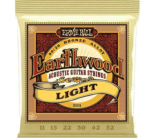 Ernie Ball, Earthwood Light 80/20 Bronze, Corde per chitarra acustica,diametro 11-52