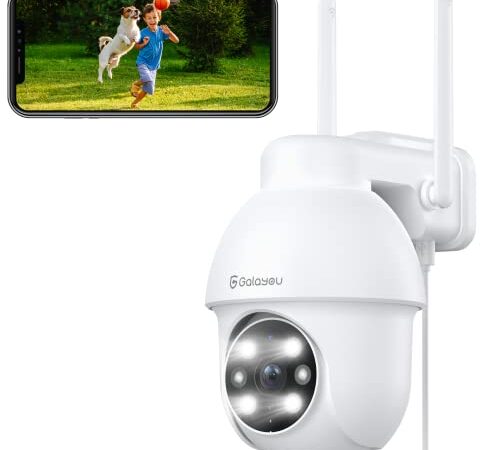 GALAYOU 2K Telecamera Wi-Fi Esterno/Interno, Videocamera Sorveglianza Esterno Wifi, IP Cam 360 Gradi PTZ con Visione Notturna a Colori, Sensore di Movimento, Audio Bidirezionale Y4 (1P)