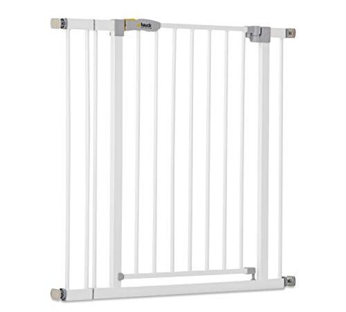 Hauck Cancelletto di Sicurezza per Bambini Open N Stop KD incl. Estensione da 9 cm - Cancelletto per Bambini da 84 a 89 cm - Fissaggio a Pressione - Estensibile, per Porte e Scale - Metallo, Bianco