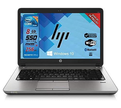 HP, Notebook Pc portatile, Intel i5, Ram 8 GB DDR4, SSD 256Gb, Display 14", Windows 10 Pro, Pacchetto Office 2021, WiFi, Pronto All'uso (Ricondizionato)