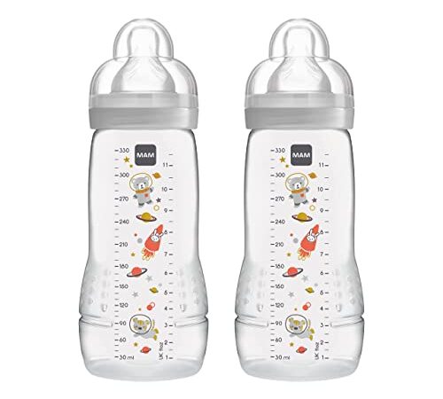 Istruzioni in lingua straniera - MAM Easy Active - Set di 2 Borracce Da 330 Ml, con Tettarella Mam Misura 2, in Silicone Skinsoft, Forma Ergonomica, 4+ Mesi, Motivo: Mondo