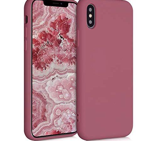 kwmobile Custodia Compatibile con Apple iPhone XS - Cover Silicone Gommato - Back Case Protezione Posteriore Cellulare - Rosa Scuro