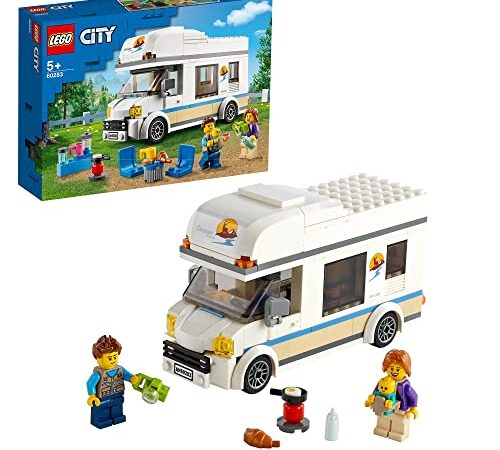 LEGO 60283 City Camper delle Vacanze, Modellino da Costruire di Roulotte Giocattolo con Minifigure, Giochi per Bambini e Bambine, Idee Regalo