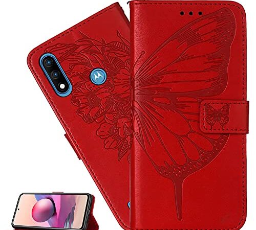 LEMAXELERS Custodia Galaxy A70 Cover Portafoglio,Samsung Galaxy A70 Custodia Fiore Mandala di in Rilievo Wallet Shock-Absorption Magnetica Supporto Protettiva Leather Flip Cover,LD Red