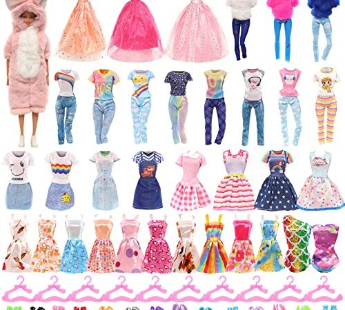 Miunana 18 Abiti Vestiti + 10 Grucce + 10 PCS Scarpe Per Barbie 11.5 Pollici 28 - 30 CM Bambola