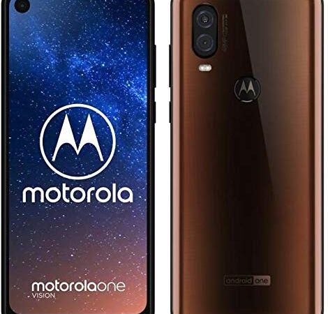 Motorola One Vision - Smartphone Dual SIM da 6,3 pollici, sensore 48 MP, fotocamera da 12 MP + 5 MP, doppia fotocamera da 128 GB/4 GB, Android 9.0, colore: Bronzo + custodia protettiva