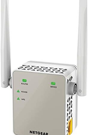 Netgear Ripetitore WiFi AC1200 EX6120, amplificatore wifi dual band compatibile con qualsiasi router o modem, porta ethernet 1G, bianco