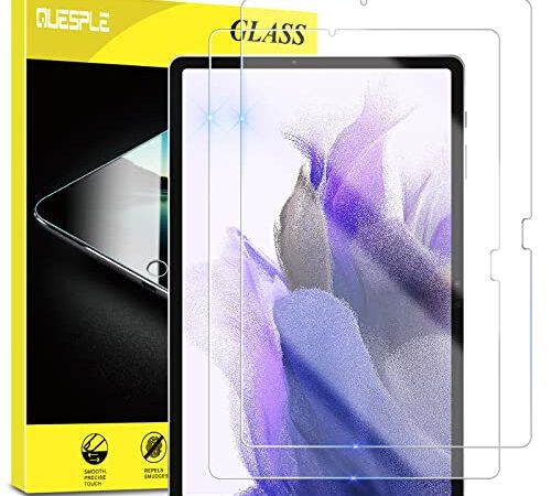 QUESPLE 2 Pezzi Pellicola Protettiva compatibile con Samsung Galaxy Tab S8 Plus 2022/ Tab S7 FE 2021/ Tab S7 Plus 2020 12,4 pollici, Vetro Temperato con Durezza 9H