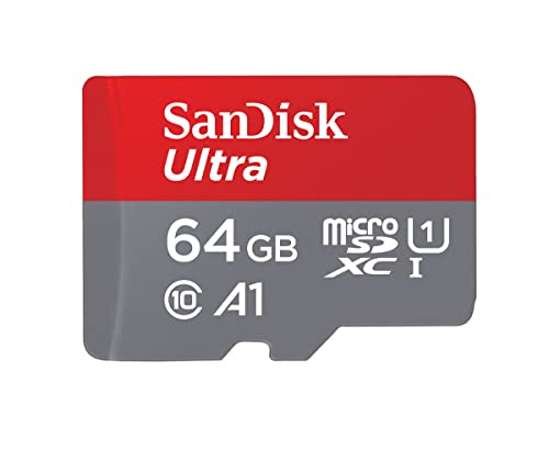 Sandisk 64 Gb Ultra Sdxc Scheda Di Memoria, Con Velocità Fino A 140 Mb/S, Prestazioni Dell'App A1, Uhs-I, Classe 10, U1, Rosso Grigio, ‎0.1 x 1.5 x 1.09 cm; 4.54 grammi