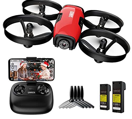 SANROCK U61W Drone con Telecamera FPV con 2 Batterie, Protezione dell'elica, Droni Telecomandati per Principianti e Bambini, Mantenimento dell'altitudine, Modalità Senza Testa