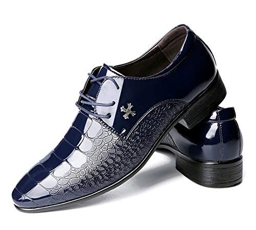 Scarpe Eleganti Da Uomo Derby Stile Estivo Nuovo 2019,Scarpe Eleganti Da Uomo in Pelle Verniciate A Punta Appuntite Da Uomo in Pelle Scamosciata Basse Scarpe Casual Da Uomo Black 37-48,Blue,42