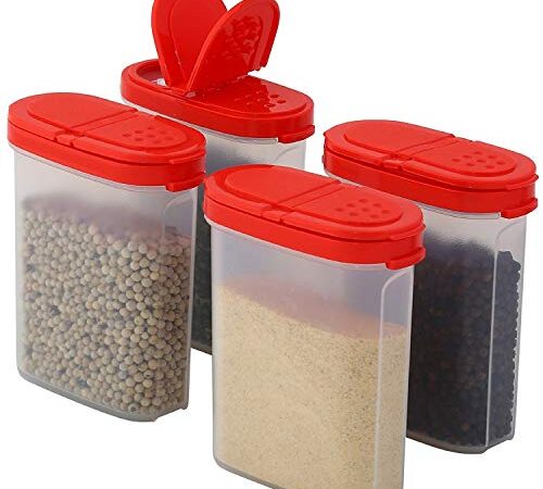 Signora Ware - Set Contenitori Alimentari Vuoti In Plastica Trasparente Ermetici Con Coperchio Per Alimenti, Spezie, Caffè, Cereali, Farina, Liquidi. Recipienti Adatti A Microonde, Frigo E Freezer