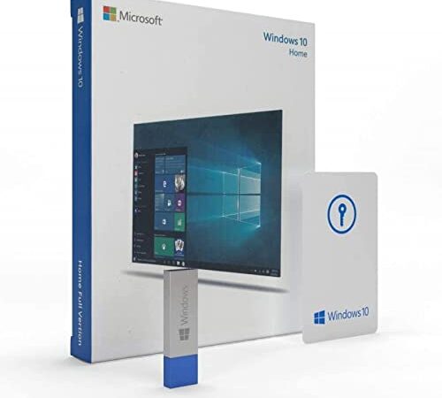 Windows 10 Home (32/64bit) Originale, Licenza Key Card con Chiavetta USB