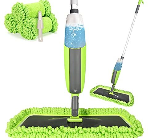 Winpok Lavapavimenti a Spruzzo, Spray Mop Scopa Lavapavimenti a Spruzzo, Scopa con vaporizzatore Integrato Adatti Legno Laminato in Ceramica Piastrelle per Pavimenti (Verde)