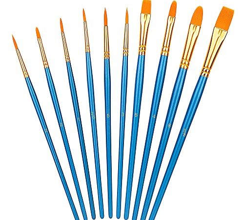 Amazon Basics - Set di pennelli per dipingere, 10 diverse misure, per artisti, adulti e bambini