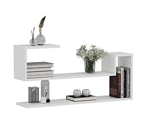 HOMIDEA WAVE Mensola da muro - Mensola Parete - Mensola Libreria - Scaffale pensile per studio/soggiorno in Design moderno (Bianco)