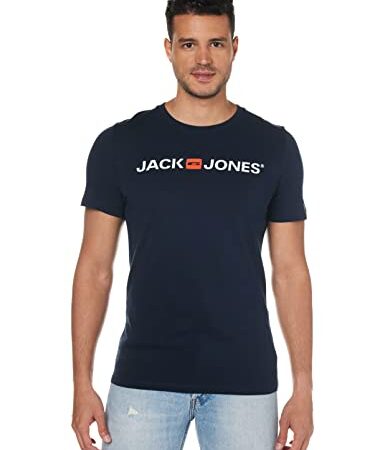 JACK & JONES JJECORP Logo Tee SS Crew Neck Noos T-Shirt, Blu (Navy Blazer Detail: Slim Fit), Medium Uomo