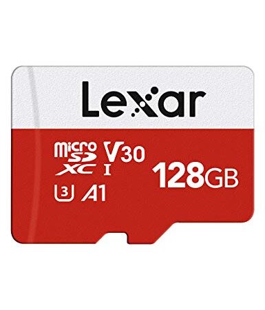 Lexar Micro SD 128 GB, Scheda Micro SD fino a 100 MB/sec(R), Scheda di Memoria microSDXC con Adattatore SD, A1, U3, C10, V30, Micro SD Card
