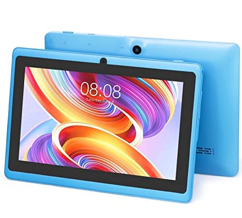 Topluck Tablet 7 Pollici Android Tablet PC, Tablet da 7 Pollici, Quad-Core, 1GB RAM, 8GB ROM, Schermo IPS HD 1024x600, 2500mAh, Doppia Fotocamera, GPS, WiFi, Bluetooth,Azzurro
