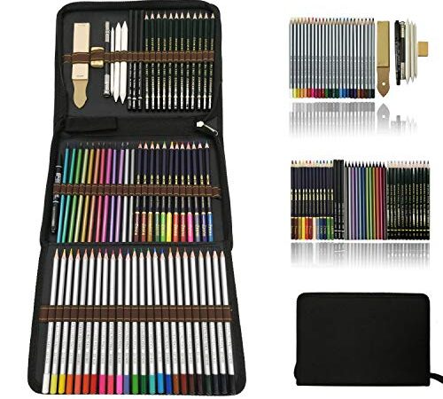Zzone Matite Colorate Artistico Kit per Schizzo e Disegno,Disegni a Matite,Pastelli Acquarellabili, Creativa Colori Art Set Fornire a Artista Professionale e Principianti