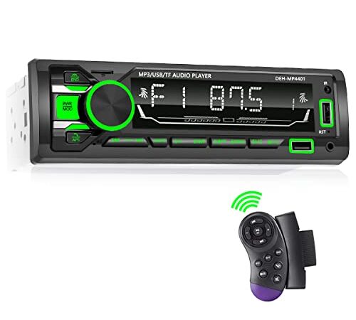 Autoradio Bluetooth, Stereo Auto Radio Lettore MP3 Per Auto LCD 1 DIN Vivavoce Chiave Luminosa Display Orologio Supporta FM/ MP3/SD/AUX-IN/EQ/Display Orologio/Telecomando, Due porte USB