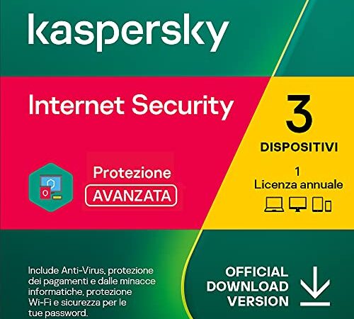 Kaspersky Internet Security 2023 | 3 Dispositivi | 1 Anno | PC / Mac / Android | Codice d'attivazione via email