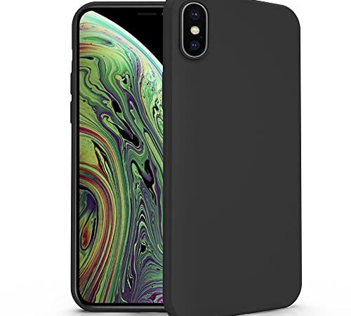 N NEWTOP Cover Compatibile per Apple iPhone XS MAX, Custodia TPU SOFT Gel Silicone Ultra Slim Sottile Flessibile Case Posteriore Protettiva (Nero No Logo)