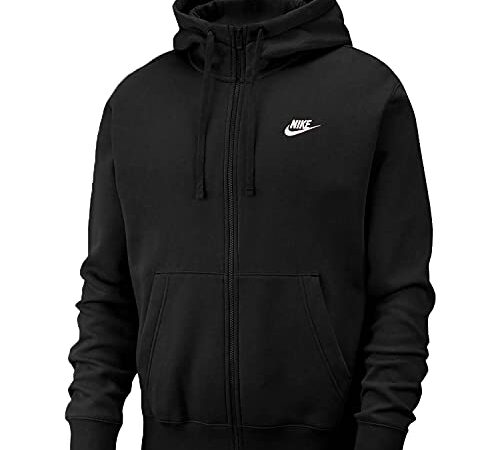 Nike Sportswear Club Fleece, Felpa con Cappuccio Uomo, Black/Black/(White), M