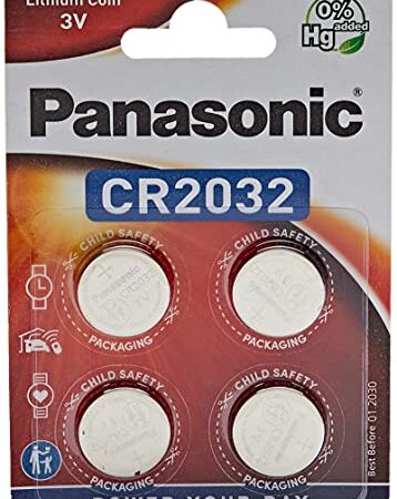 Panasonic Cr2032 Batteria Al Litio A Bottone 3 V, Multicolore, Confezione da 4