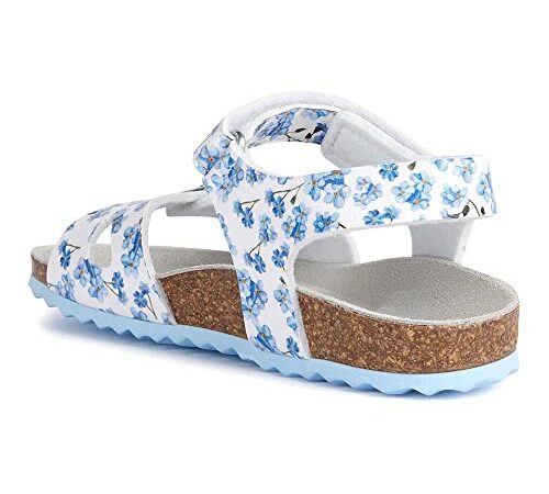 Geox J Adriel Girl J028mc0, Sandali Bambine e ragazze, Bianco White Blue, 24 EU Stretta