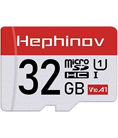 Hephinov Scheda Micro SD 32GB fino a 90 MB/sec(R), Scheda di Memoria microSDHC con Adattatore SD, A1, U1, C10, V10, Full HD, Micro SD Card per Telefono, Videocamera, Switch, Gopro, Tablet